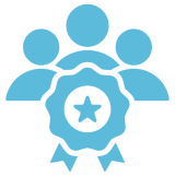 Group icon with award ribbon and star.